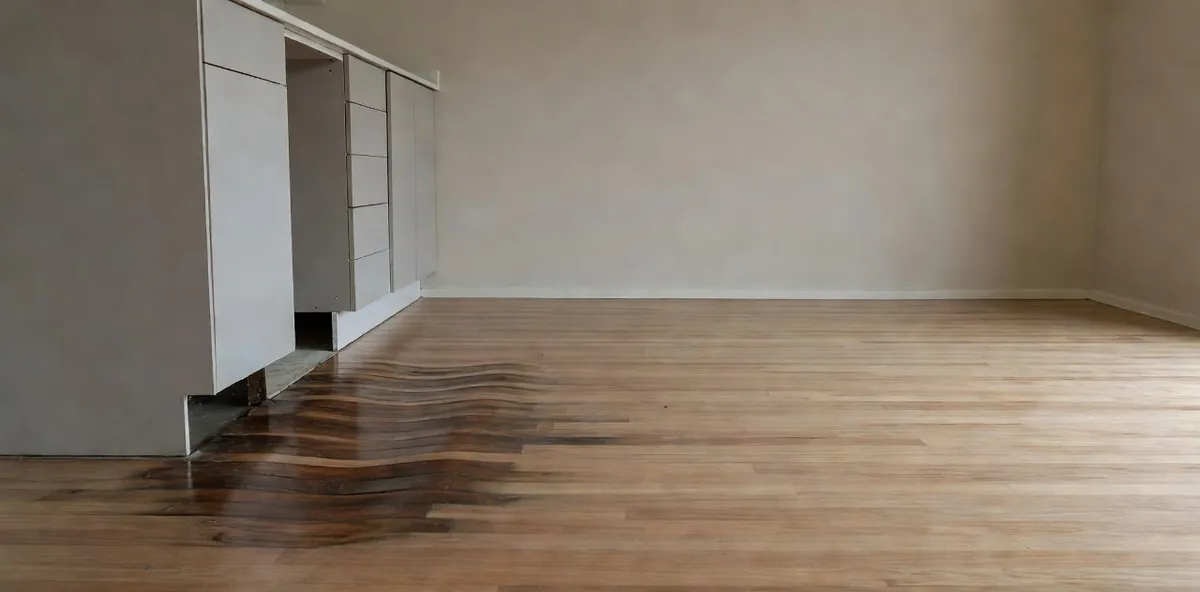 A cupped timber floor with board edges sitting high